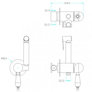 Гигиенический душ Boheme Imperiale 435 со смесителем золото